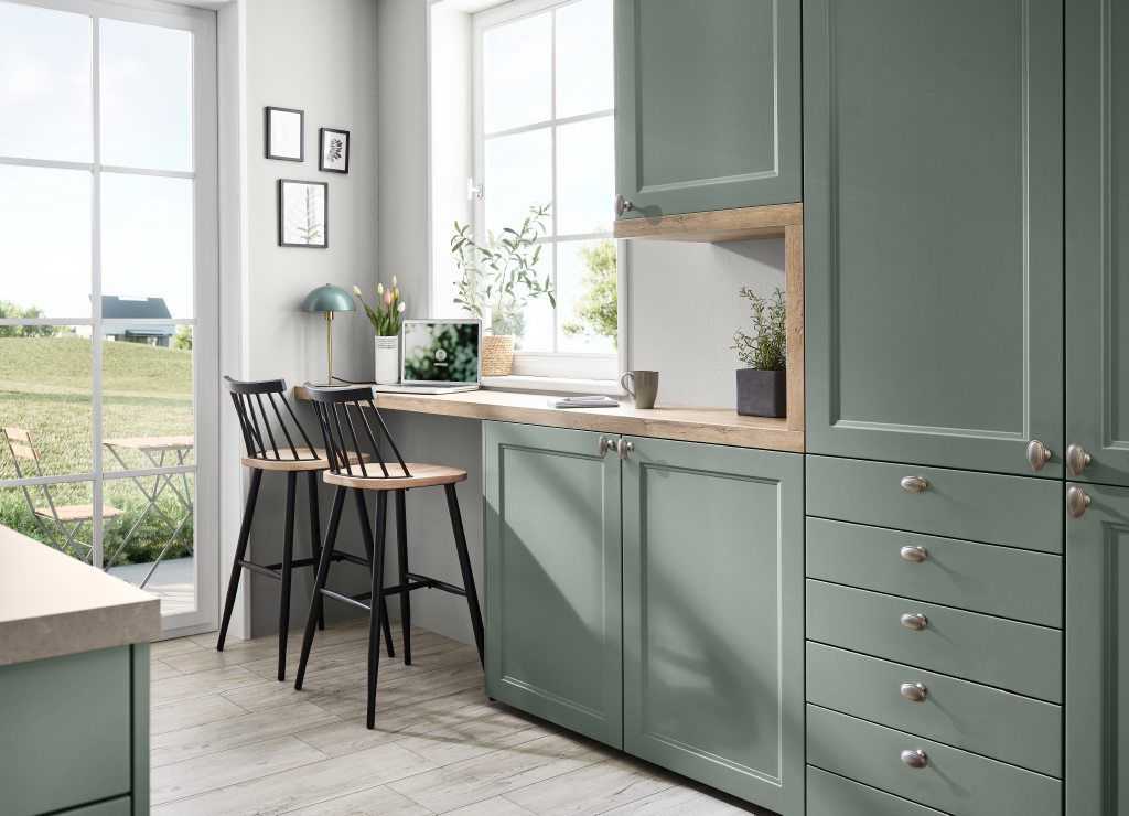 Cascada bútorfront – finoman mart részletek, klasszikus-modern karakter, Lacquered laminate reed green