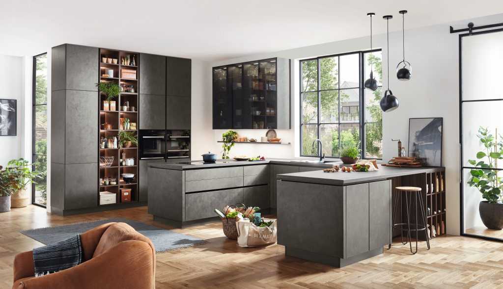 Riva bútorfront – fa- és betonhatású felület, természetes karakter, Concrete Terra grey reproduction
