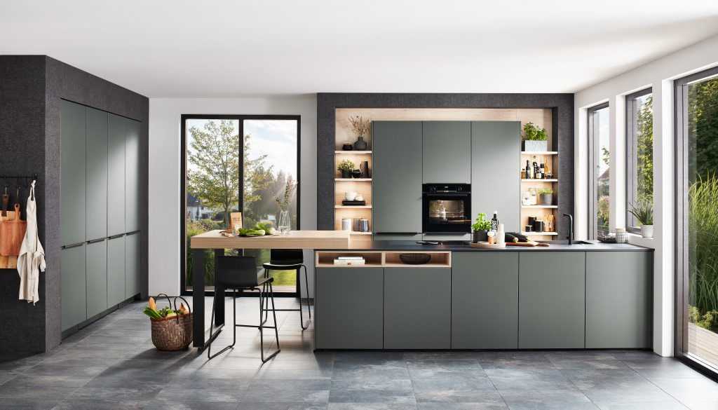 Easytouch bútorfront – ultramatt felület, ujjlenyomatmentes bevonat, Lacquered laminate Mineral green ultra matt